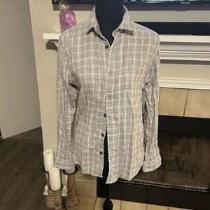 Burberry Gray Plaid Button Down Shirt